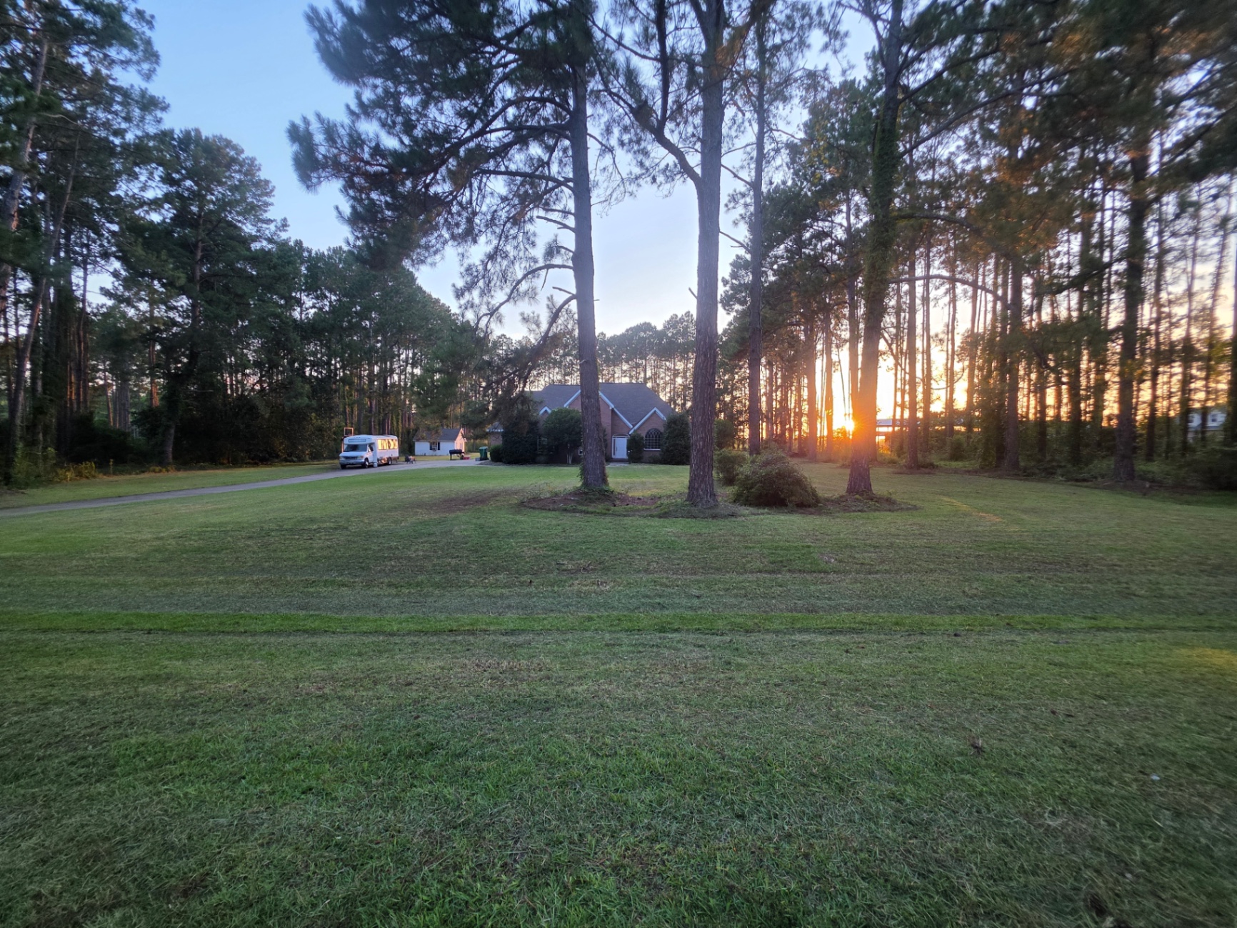 Front lawn at sunset
